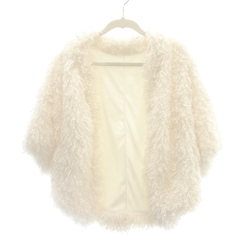 未使用品 セシルマクビー Cecil Mcbee ノーカラージャケット 総裏地 シャギー M 白 アイボリー Mn レディース 195 ベクトルパーク