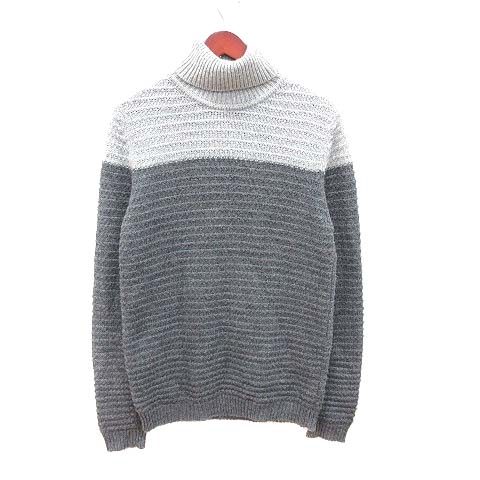ザラマン Zara Man ニット セーター 長袖 タートルネック 切替 M グレー Ct メンズ 195 ベクトルパーク