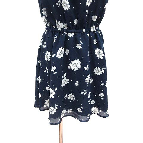 レトロガール Retro Girl フレアワンピース ひざ丈 花柄 ノースリーブ M 紺 ネイビー 白 ホワイト Yk レディース 195 ベクトルパーク