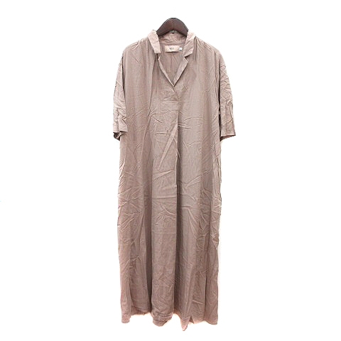 アズールバイマウジー Azul By Moussy ワンピース ロング スキッパーカラー 五分袖 L ベージュ Mn レディース 195 ベクトルパーク