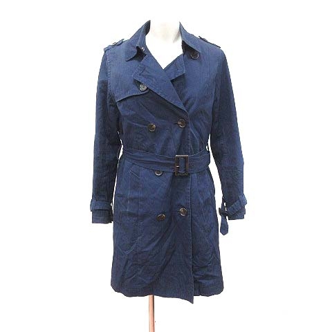 イッカ Ikka トレンチコート ダブル 総裏地 ライナー付き ベルト L 紺 ネイビー Ct レディース 195 ベクトルパーク