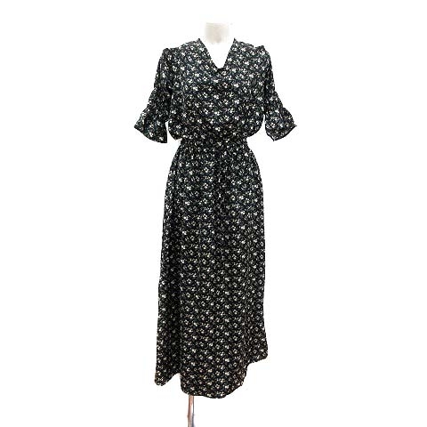 エモダ Emoda ワンピース ロング マキシ オフショルダー 花柄 五分袖 F 黒 ブラック Yk レディース 195 ベクトルパーク