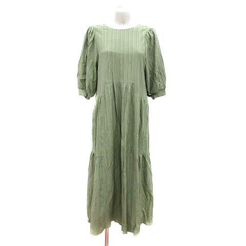 アルシーヴ Archives ワンピース ロング ストライプ 七分袖 M 緑 グリーン Yk レディース 195 ベクトルパーク