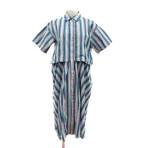 ケイビーエフ Kbf アーバンリサーチ シャツワンピース ロング ストライプ 五分袖 One 紺 ネイビー 緑 グリーン ベージュ Yk レディース 195 ベクトルパーク