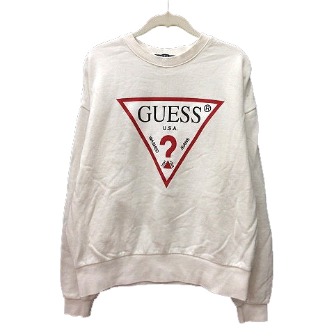 ゲス Guess トレーナー スウェット プリント 長袖 Xxs 白 アイボリー Mn メンズ 195 ベクトルパーク