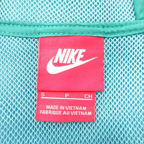 ナイキ Nike パーカー ジップアップ 総裏地 プリント ノースリーブ メッシュ S 緑 グリーン 水色 Mn メンズ 195 ベクトルパーク
