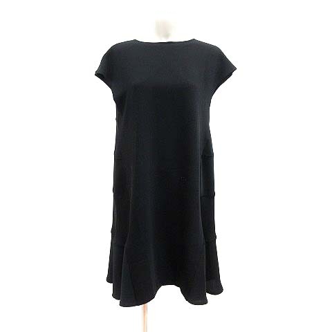 バーニーズニューヨーク Barneys New York ワンピース フレア ひざ丈 半袖 38 黒 ブラック Yk レディース 195 ベクトルパーク