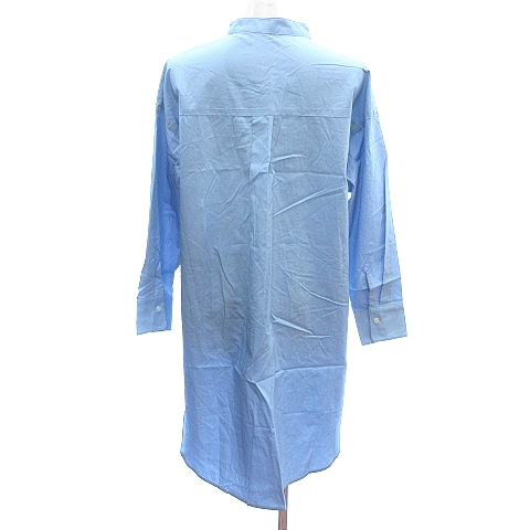 ロペピクニック Rope Picnic シャツワンピース ひざ丈 ノーカラー 長袖 38 水色 ライトブルー Au レディース 195 ベクトルパーク