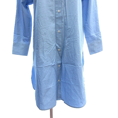 ロペピクニック Rope Picnic シャツワンピース ひざ丈 ノーカラー 長袖 38 水色 ライトブルー Au レディース 195 ベクトルパーク