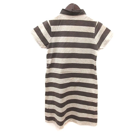 アーノルドパーマー Arnold Palmer ワンピース ひざ丈 ボーダー フリル ワンポイント 半袖 2 茶 ブラウン ベージュ Ms レディース 195 ベクトルパーク