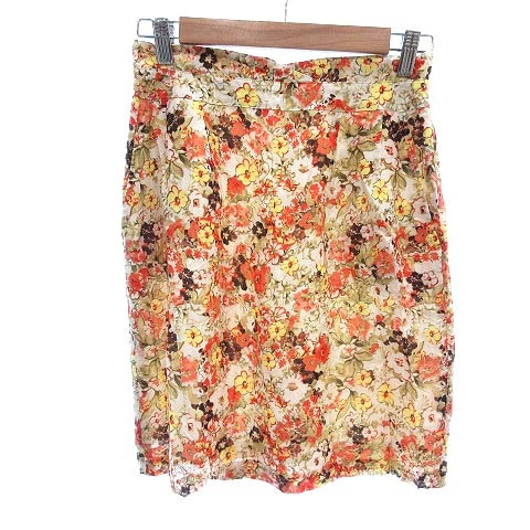 クイーンズコート QUEENS COURT タイトスカート ひざ丈 花柄 1 マルチ  