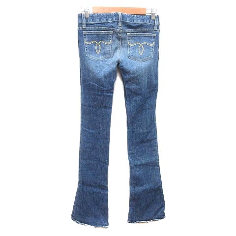マウジー moussy デニムパンツ ジーンズ バギー フレア ストレッチ ウォッシュ加工 24 青 ブルー /CT レディース