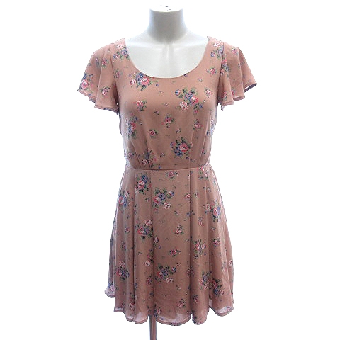 ダズリン Dazzlin フレアワンピース ミニ 花柄 半袖 ウエストマーク S ピンクベージュ Au レディース 195 ベクトルパーク ダズリン Dazzlin フレアワンピース ミニ 花柄 半袖 ウエストマーク S ピンクベージュ Au レディース 195 ベクトルパーク