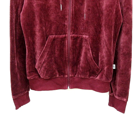 プーマ PUMA パーカー ジップアップ 刺繍 ベロア S 赤 ワイン