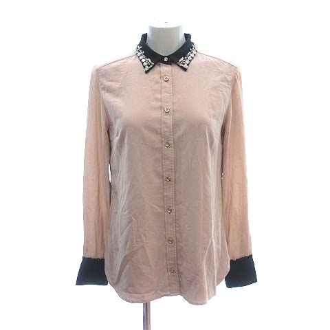 ラブレス Loveless クレリックシャツ ブラウス 長袖 ビジュー レース 36 ベージュ 黒 ブラック Ct レディース 195 ベクトルパーク