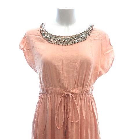 ナバアサナ Navasana ワンピース ロング フレンチスリーブ ビジュー ウエストマーク F コーラルオレンジ Ct レディース 195 ベクトルパーク