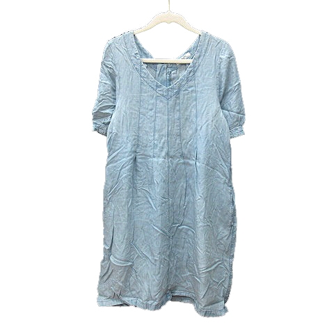 ナチュラルビューティーベーシック Natural Beauty Basic ワンピース ミニ 五分袖 L 水色 ライトブルー Mn レディース 195 ベクトルパーク