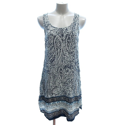 ゴア Goa ワンピース ミニ 総柄 ノースリーブ L 白 ホワイト Au レディース 195 ベクトルパーク