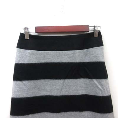 インディヴィ INDIVI 台形スカート ミニ ボーダー ウール 38 黒  