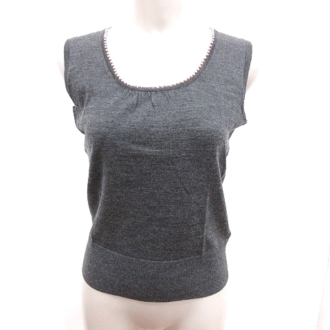 CARLA CARINI ニット カットソー Uネック ノースリーブ ウール 42  