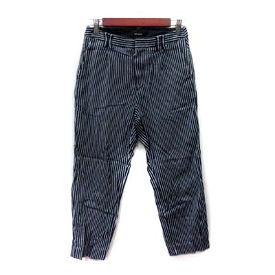 アナカ Unaca テーパードパンツ ストライプ 36 紺 ネイビー /YI  
