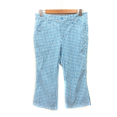 アディダス adidas クロップドパンツ ギンガムチェック M 白 ホワイト 