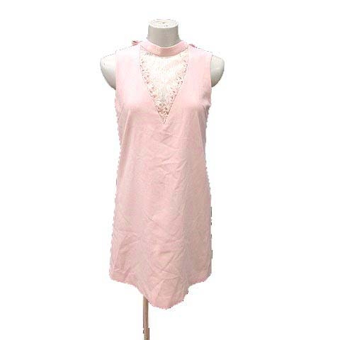 ピンク レース ノースリーブワンピース XS-Lサイズあり【ERUKEI エルケイ】フラワーレース/ Aライン/ ミモレ丈