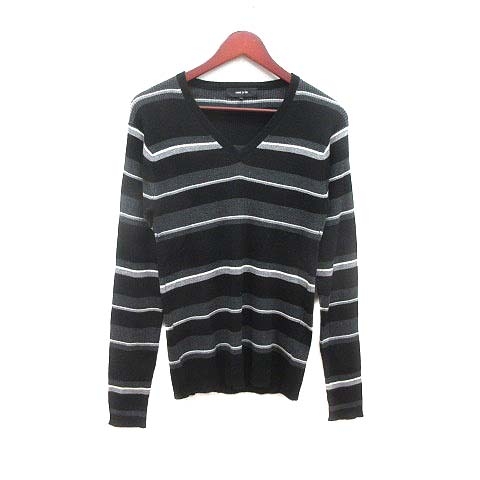 コムサイズム COMME CA ISM ニット カットソー Vネック ボーダー 長袖 