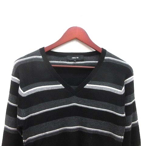 コムサイズム COMME CA ISM ニット カットソー Vネック ボーダー 長袖 