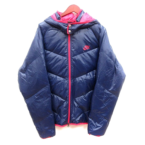 ナイキ NIKE ダウンジャケット フード プリント 総裏地 ナイロン  