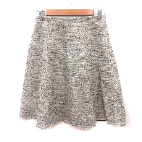 セオリー theory フレアスカート ひざ丈 総柄 0 白 アイボリー 黒  