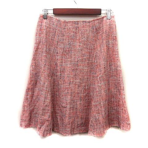 自由区 オンワード樫山 フレアスカート ミモレ ロング ツイード 総柄  