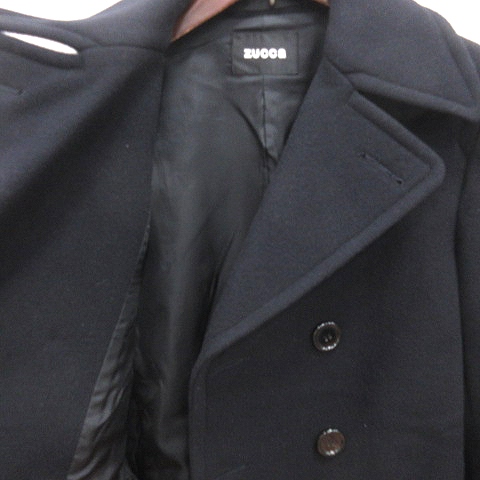 ズッカ zucca ピーコート Pコート 総裏地 ウール M 黒 ブラック /AU