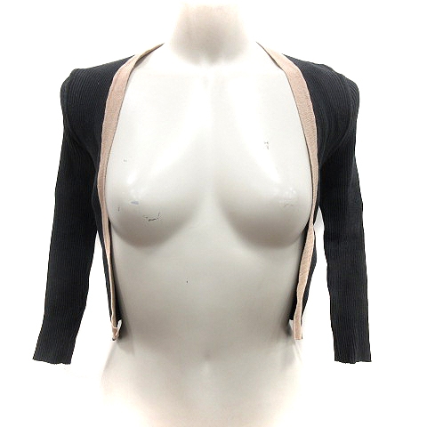 【新品】ポール・カ/Paule Ka バイカラーカーディガン ポールカ PAULE KA ニットカーディガン リブ バイカラー 七分袖 M 黒