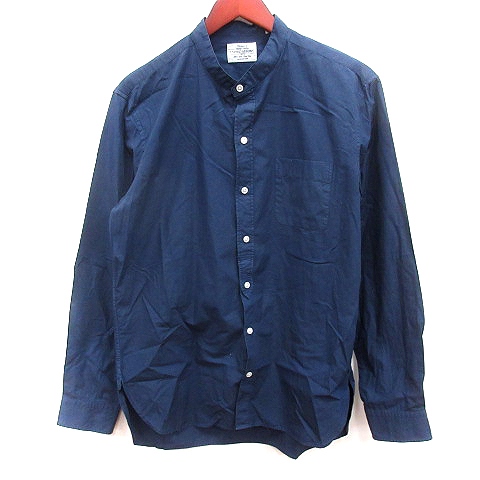 ユナイテッドアローズ UNITED ARROWS ノーカラーシャツ 長袖 L 紺 