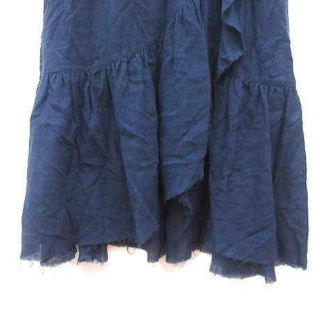 ノーブル NOBLE フレアスカート ロング ウール フリル 紺 ネイビー /MS  