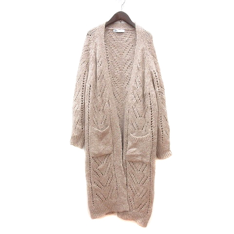 ザラ ZARA カーディガン ニット ロング M ベージュ /MN レディース 195 