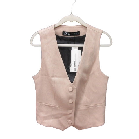 未使用品 ザラ ZARA ベスト 総裏地 XS ピンクベージュ /MS レディース 