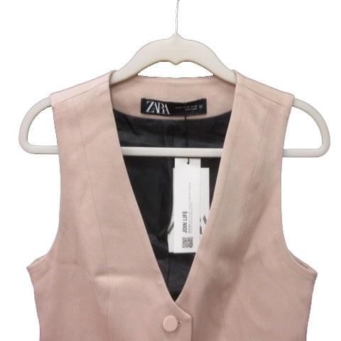 未使用品 ザラ ZARA ベスト 総裏地 XS ピンクベージュ /MS レディース 
