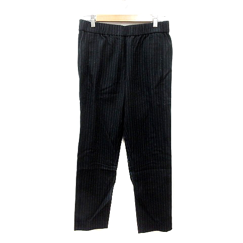 セオリー theory テーパードパンツ ストライプ ウール カシミヤ混 S 黒 