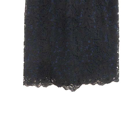 アナイ ANAYI 台形スカート ひざ丈 総レース 38 黒 ブラック 紺  