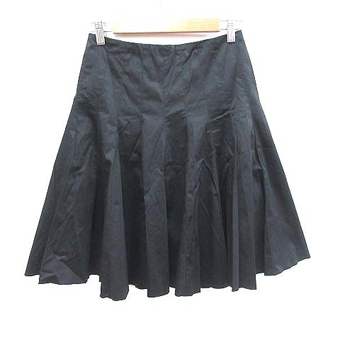 ポールカ PAULE KA フレアスカート タック ひざ丈 38 黒 ブラック /CT  