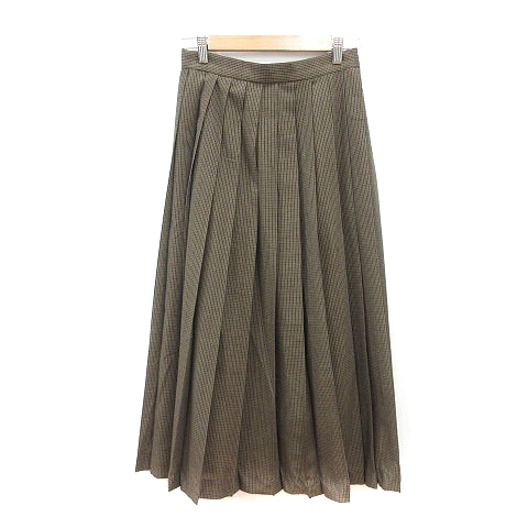 イエナ IENA プリーツスカート ロング チェック ウール 36 緑 カーキ  