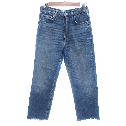 ザラ ZARA デニムパンツ ジーンズ ストレート カットオフ ダメージ加工 