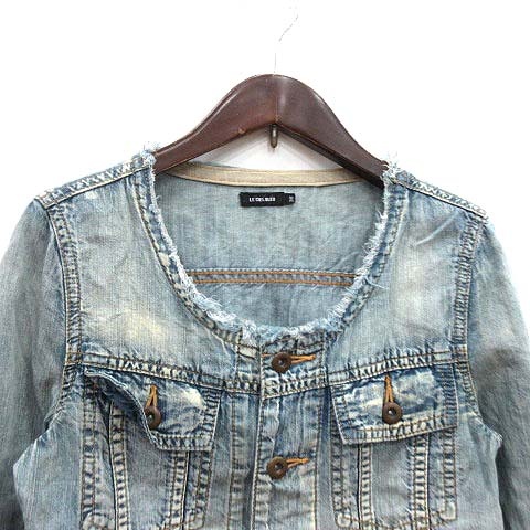 ルシェルブルー LE CIEL BLEU ジャケット ノーカラー デニム 38 青
