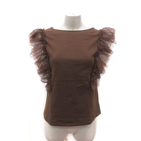 アクアガール aquagirl ブラウン レディース ニット/ロング丈 ワンピース アクアガール aquagirl カットソー ボートネック フリルスリーブ