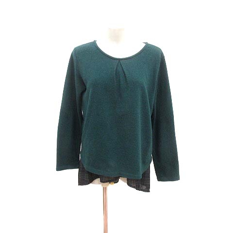 SHOO・LA・RUE カットソー フェイクレイヤード グレンチェック L 緑