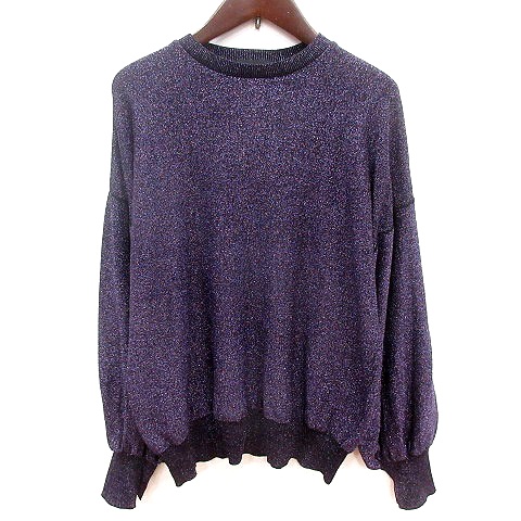 ジーヴィージーヴィー G.V.G.V ニット カットソー Uネック 長袖 XS 紫 