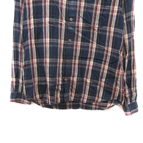 ロストデッサウ ボタンダウンシャツ チェック 長袖 48 紺 ネイビー 紫 ロストコントロール LOST CONTROL ウエスタン チェック シャツ