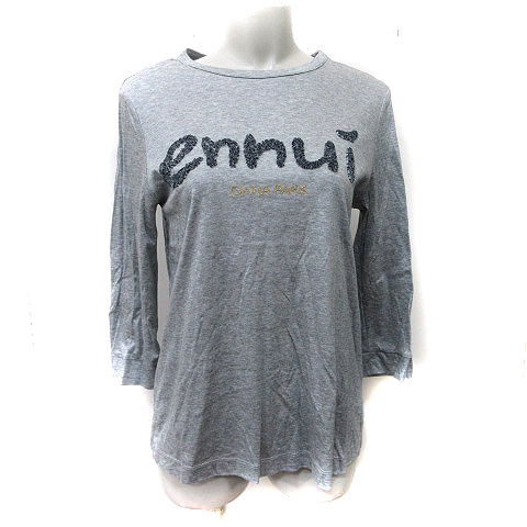 ダナパリ DANAPARIS Tシャツ カットソー 七分袖 刺繍 9 M グレー